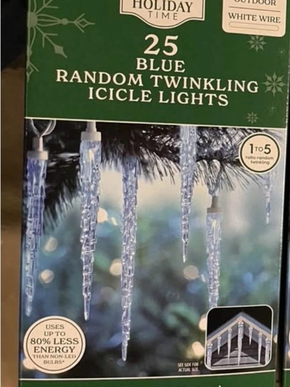 Holiday Time Blue Icicle LED String Lights - 25 Count